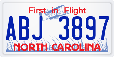 NC license plate ABJ3897