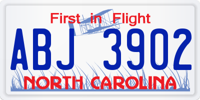 NC license plate ABJ3902