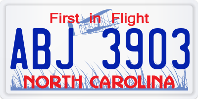 NC license plate ABJ3903