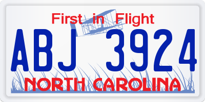 NC license plate ABJ3924