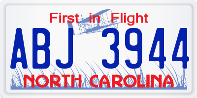 NC license plate ABJ3944