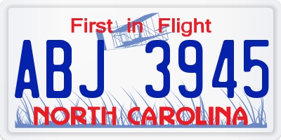 NC license plate ABJ3945