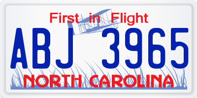 NC license plate ABJ3965