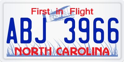 NC license plate ABJ3966
