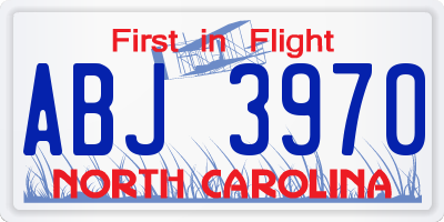 NC license plate ABJ3970