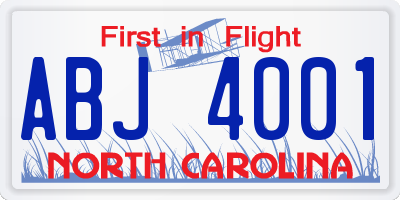 NC license plate ABJ4001