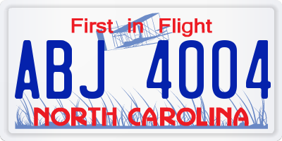 NC license plate ABJ4004