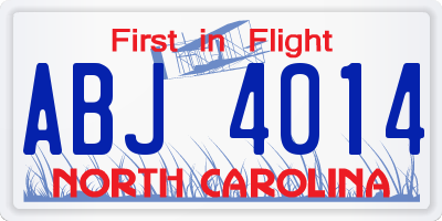 NC license plate ABJ4014