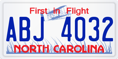 NC license plate ABJ4032