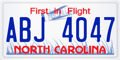 NC license plate ABJ4047