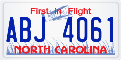 NC license plate ABJ4061