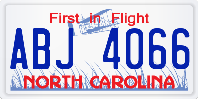 NC license plate ABJ4066
