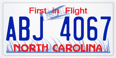 NC license plate ABJ4067