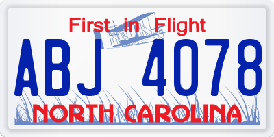 NC license plate ABJ4078