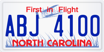 NC license plate ABJ4100