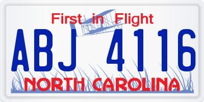 NC license plate ABJ4116