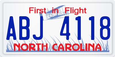 NC license plate ABJ4118
