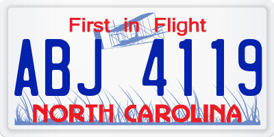 NC license plate ABJ4119