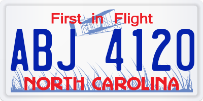 NC license plate ABJ4120
