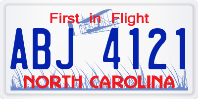 NC license plate ABJ4121