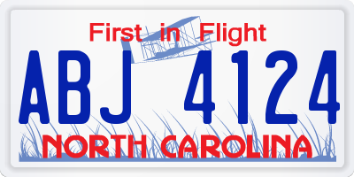 NC license plate ABJ4124