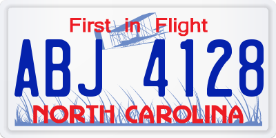 NC license plate ABJ4128