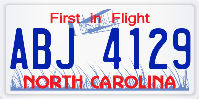 NC license plate ABJ4129