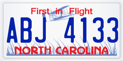 NC license plate ABJ4133