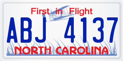NC license plate ABJ4137