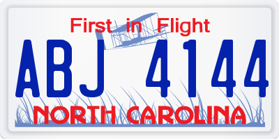 NC license plate ABJ4144