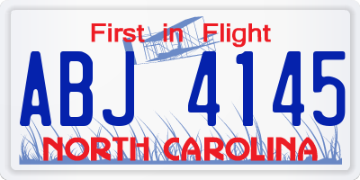 NC license plate ABJ4145