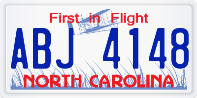 NC license plate ABJ4148