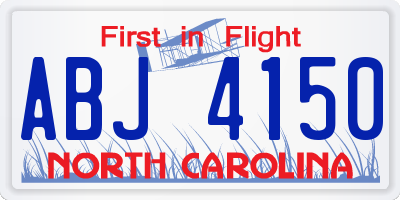 NC license plate ABJ4150