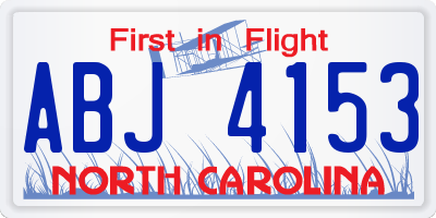 NC license plate ABJ4153