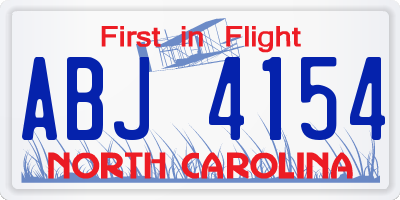 NC license plate ABJ4154