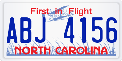 NC license plate ABJ4156