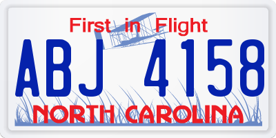 NC license plate ABJ4158