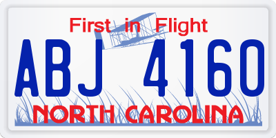 NC license plate ABJ4160