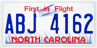 NC license plate ABJ4162