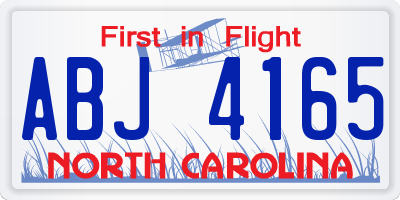 NC license plate ABJ4165
