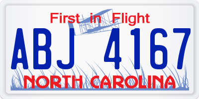 NC license plate ABJ4167