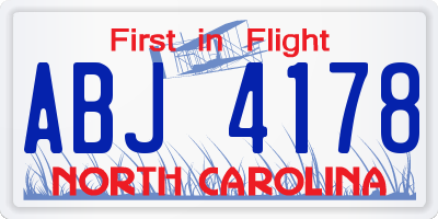 NC license plate ABJ4178