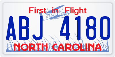NC license plate ABJ4180