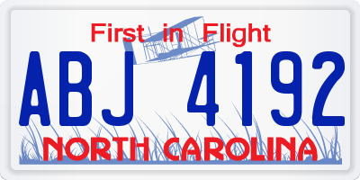 NC license plate ABJ4192