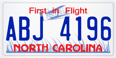NC license plate ABJ4196
