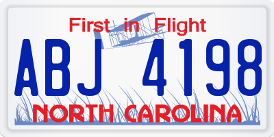 NC license plate ABJ4198