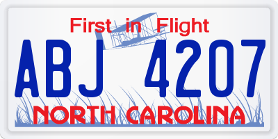 NC license plate ABJ4207