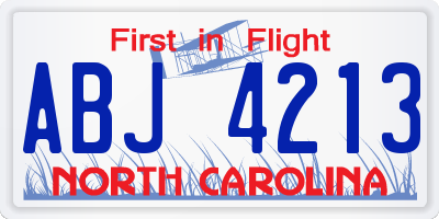 NC license plate ABJ4213