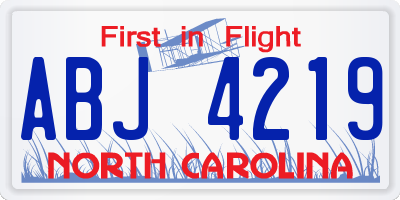 NC license plate ABJ4219