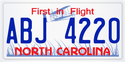 NC license plate ABJ4220